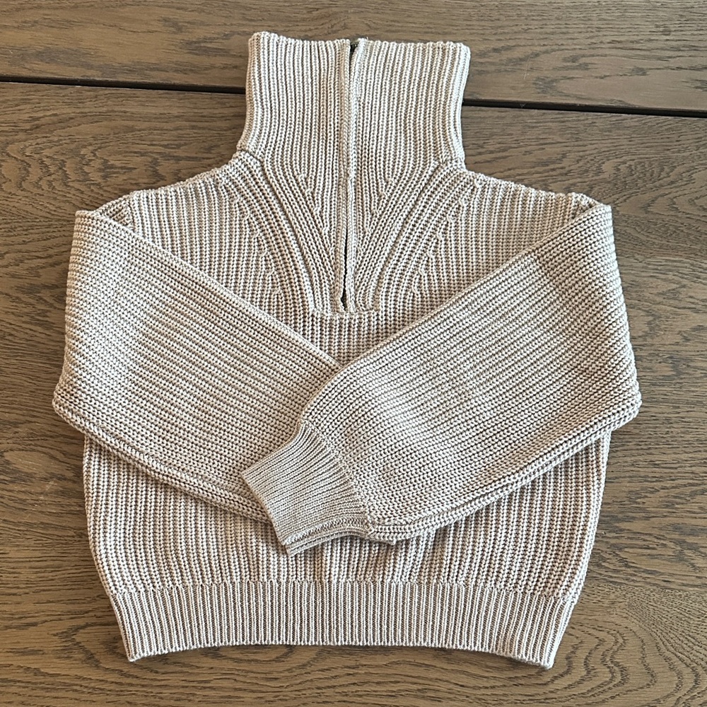 Children's Organic Beige High-Neck Sweater